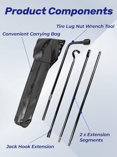 Image of Spare Tire Tool Kit for 2007-2021 Tundra 2008-2021 Sequoia | Rattle-Free | Heavy Duty Lug Wrench Extension Rods with Hook for Spare Tire Winch | Direct OEM Fit | Rust & Corrosion Resistance