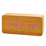 Función: NFHNBABD Despertador Reloj Led Reloj De Madera Digital Despertador Luz Nocturna Indicador Led Reloj Termómetro Electrónico
