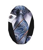Dubulle Mens Blue Paisley Tie Woven Silk Necktie for Men Set Pocket Square with Cufflinks