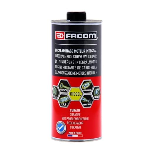 FACOM Limpiador completo para motores Diésel, Desincrustante inyectores, turbo, valvula EGR, CURATIVO, 1L