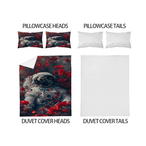 Housse de couette space theme avec taies king size imprimé astronaute