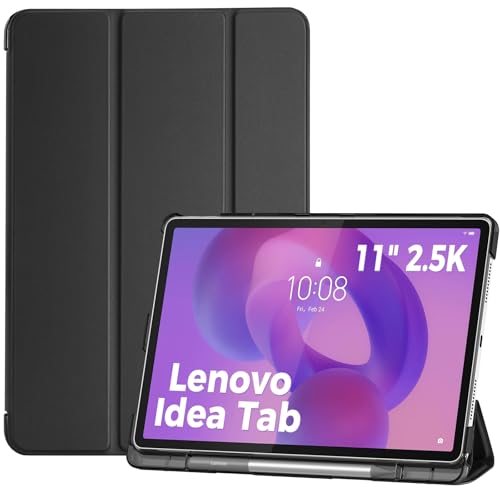 ProCase Funda para Lenovo Idea Tab 11″ 2025 TB-336ZU/TB-336FU, Funda Folio con Soporte para Lápiz, Carcasa Protectora Delgada con Soporte Trifold y Cubierta Trasera Translúcida – Negro