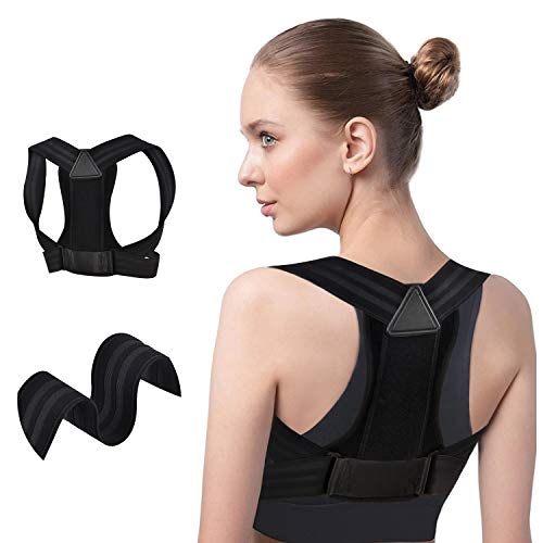 Posture Corrector for Men & Women, Wide Support Adjustable Upper Back Posture Brace for Posture Correction, Comfortable Posture Straightener Trainer for Neck and Shoulders Pain Relief L (32