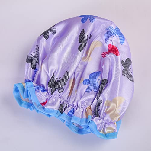 Double Layer Shower Caps, Shower Cap For Women, Hair Cap For Shower,Reusable Shower Cap,Shower Hair Cap,Waterproof Shower Cap (Purple) #TOP5