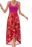 Picture of KILIG Women 2024 V Neck Sleeveless Casual Summer Sundresses Asymmetrical Patchwork Floral Maxi Dresses (Floral-Z26,Small)