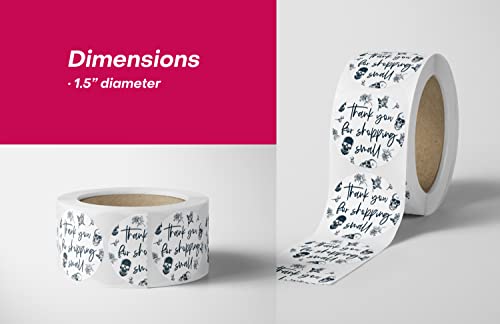 Thank You Stickers Small Business (500 Count) Cute Thanks For Supporting Shopping Packaging Labels – 1.5” Round Waterproof Sticker Roll Small Business Supplies By Package Mint [Skull Rose] #TOP3