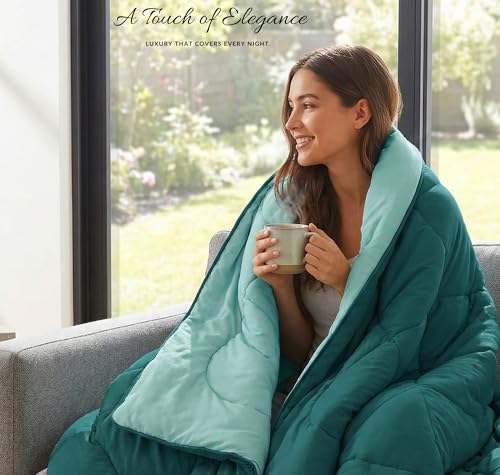 Image of VAS COLLECTIONS Double Size Cotton Reversible Comforter (228x254 cm) | 220 GSM Soft & Breathable AC Quilt | Lightweight All Season Bedding for Double Bed (Deep Sea Teal)
