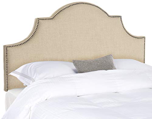 Safavieh Mercer Collection Hallmar and Brass Nail Heads Arched King Sized Headboard, Hemp