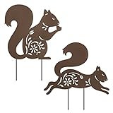 Hokfirm Metal Squirrel Stakes, Outdoor Metal Squirrel Statue, Silhouette Squirrel Stakes, Outdoor De