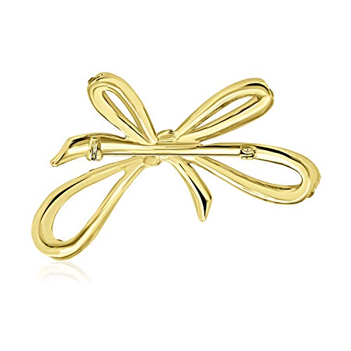 Image of Bling Jewelry Winter Wedding Holiday Aqua Glittering Crystal Bridal Fashion Large Statement Ribbon Bow Scarf Brooch Pin For Women Gold Plated