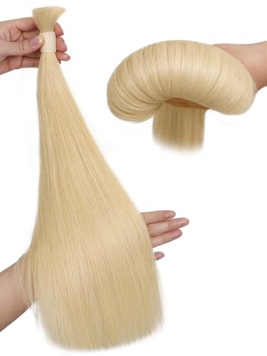 100g Bulk Human Hair for Braiding 100% Remy Human Hair Bulk No Weft No Track for Micro Beads I Tip Keratin Fusion Custom Extensions Natural Straight Salon Professional Hair 20 Inch(60#)