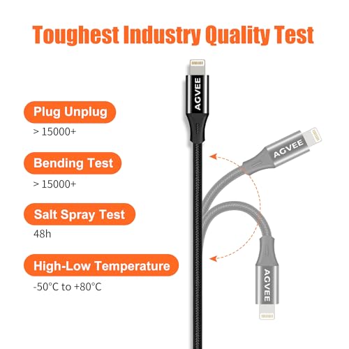 AGVEE 1ft Lightning Extension Cable, Braided Female to Male Extender Full Function Cord Compatible with iPhone iPad, Data Sync Video Audio & Charging Connector Adapter, Black - Image 5