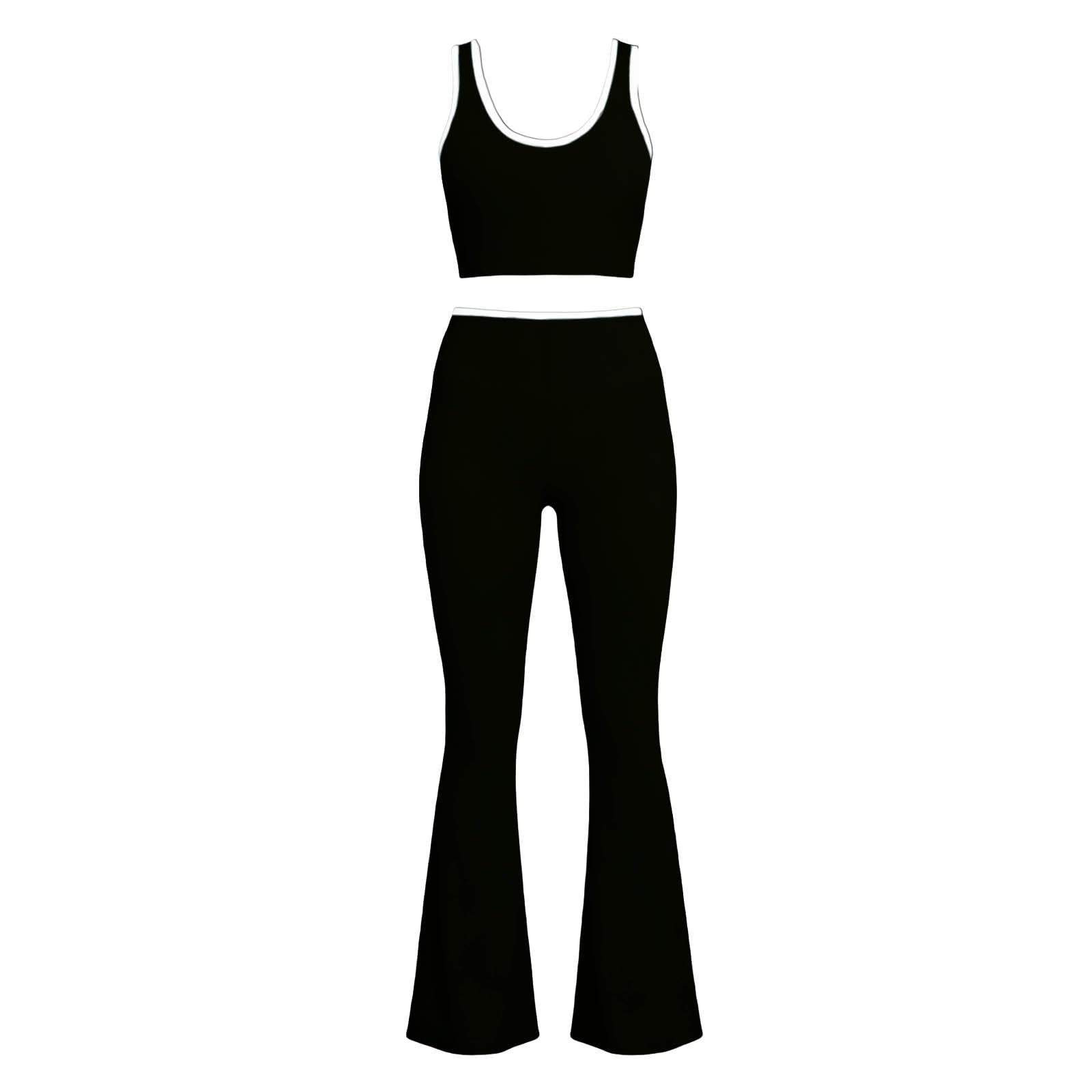 Freizeit Zweiteiler Damen Sommer Tank Top und Yogahose Set Elegant 2 Teiler Bequeme Sportanzug Einfarbig Yoga Outfit Einfarbige Jogginganzug Weich Activewear Trainingsanzug