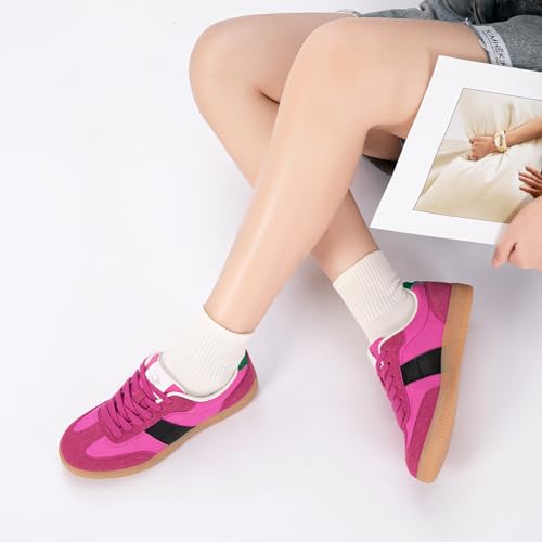 Rihero Women's Fashion Sneakers Classic Tennis Shoes Casual Lace-Up Walking Shoes Pink Size 6 — view 2