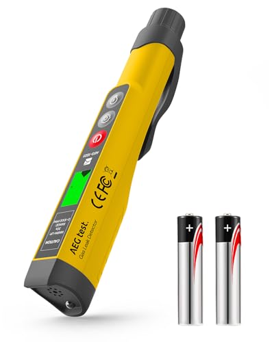 AEGTEST AEG-1223 Detector de Fugas de Gas con Alarma Visual y Sonora, Luz Incorporada, Detector de Gas Natural para Localizar Fugas de Gases Combustibles como Metano, Propano para el Hogar