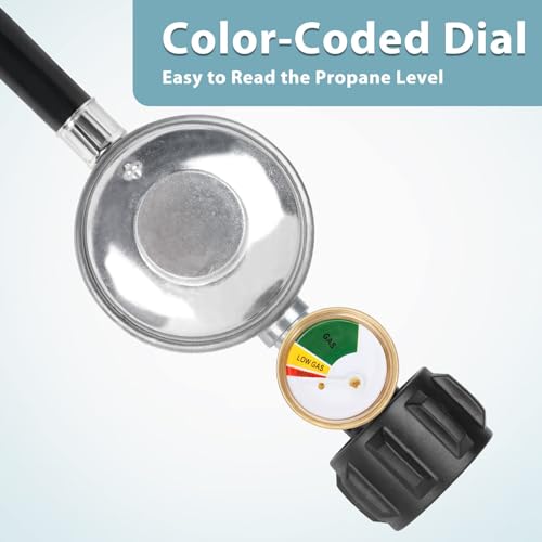 SHINESTAR 3.5 Feet Universal Gas Grill Regulator and Hose with Gauge, Replacement for Patio Heater, Weber, Charbroil, Nexgrill and Other Propane BBQ Grill, Fire Pit - Thumbnail 2