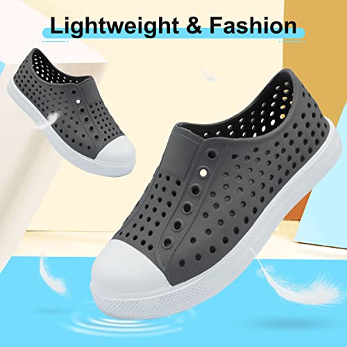 Qlz Toddler Kids Water Shoes For Boys Girls Garden Sandals Rubber Shoes Beach Sneakers, Slip-On Anti-Slip Lightweight Breathable Quick Dry Soft Flexible（Toddler/Little Kid/Big Kid） Grey #TOP4