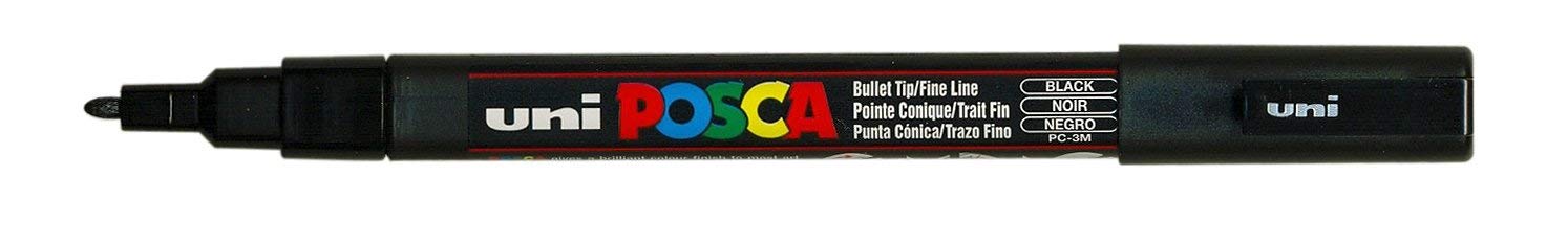 Posca UNI-BALL MARKER PEN PC-3M - BLACK - SINGLE PEN
