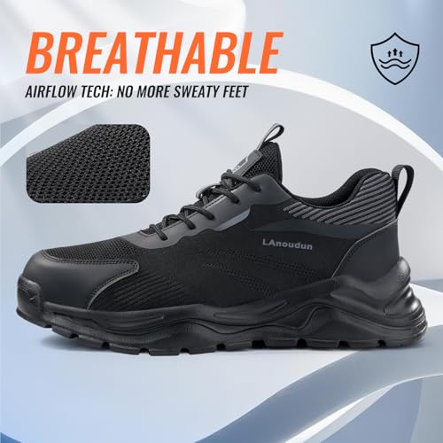 Image of Steel Toe Shoes for Men, Lightweight Safety Work Shoes, Breathable Puncture-Resistant Work Shoes for Warehouse, Factory and Light Construction