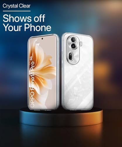 Image of WOW IMAGINE Crystal Clear Transparent Back Case Cover for Oppo Reno 11 Pro 5G | Full Device & Camera Protection Shockproof TPU Silicone Back Cover Case - Transparent