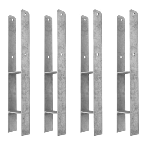 Wickey MasterLock H-Anker - Befestigung, Verankerung aus feuerverzinktem Stahl für Spieltürme, Schaukeln, Stelzenhäuser, Gartenzaun, Pfosten - 90x90 mm, Stärke 6 mm (4)