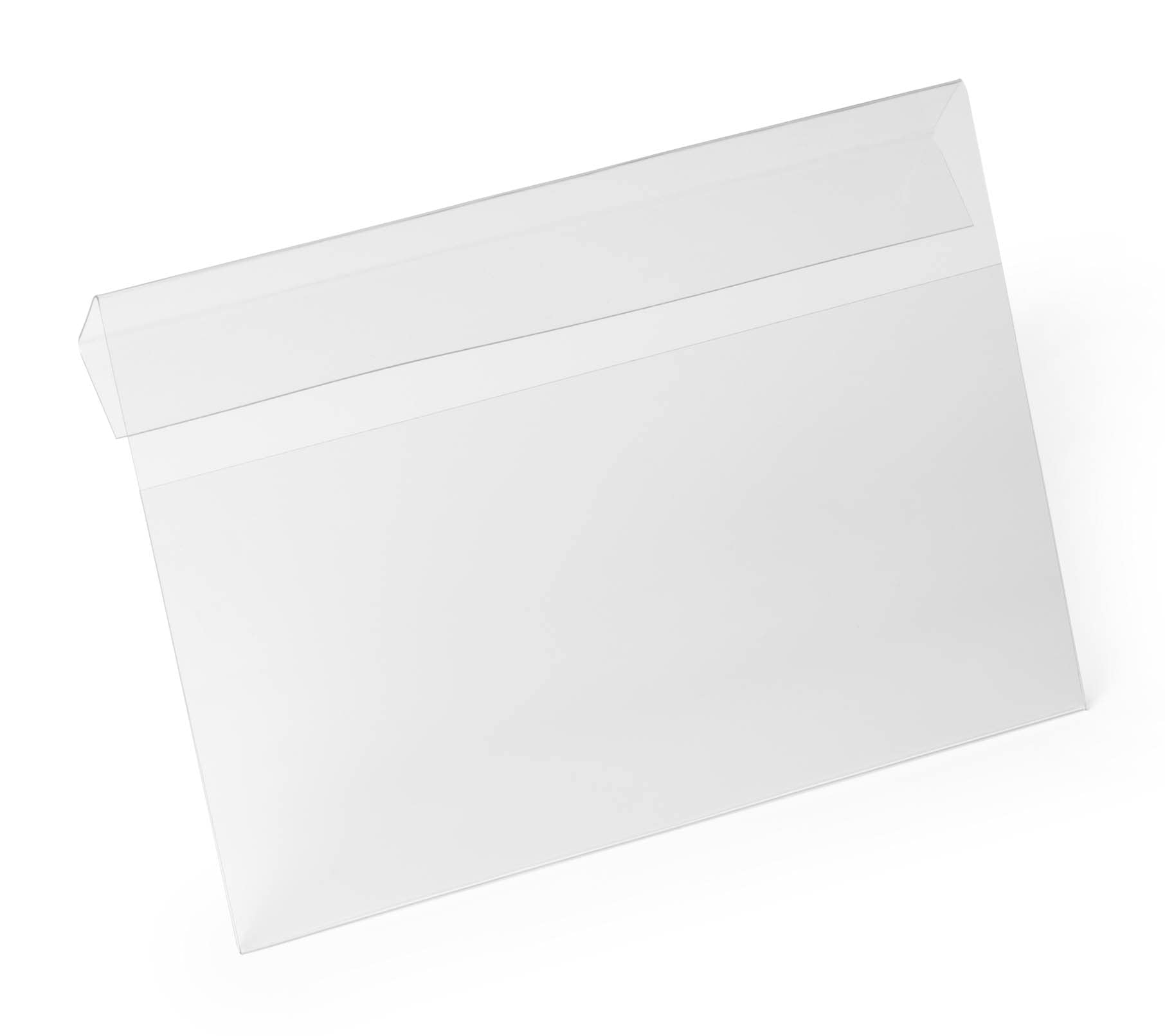 Durable Clip-On Ticket Label Holder Document Pocket - 10 Pack - A5