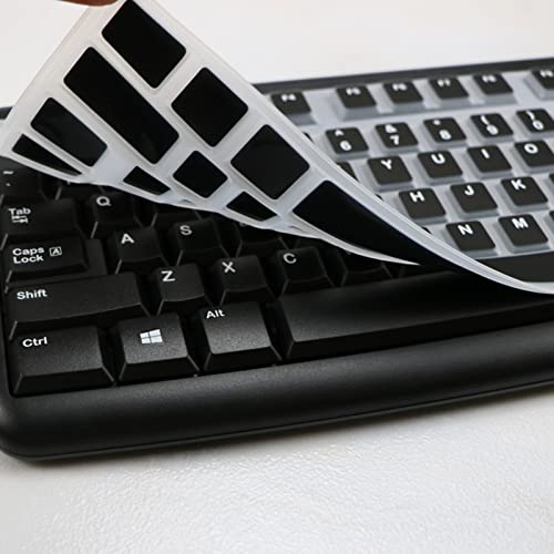 K120 Mk120 Silicone Logitech Keyboard Cover, Ultra-Thin Silicone Keyboard Cover For Logitech K120 Mk120 Wireless Keyboard, Waterproof Dustproof Logitech Keyboard Skin (Black) #TOP6