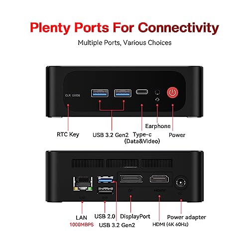 Beelink Mini Pc, Amd Ryzen 7 5800H (8C/16T, Up To 4.4Ghz), 16Gb Ddr4 Ram 500Gb M.2 Nvme Ssd, Ser5 Pro Mini Desktop Computer Support 4K@60Hz Triple Display/Wifi 6/Bt5.2/Usb3.2/Gaming/Office/Home #TOP5
