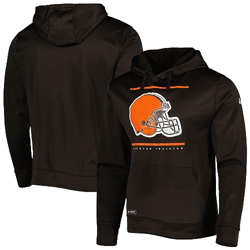 New Era Men's Brown Cleveland Browns Combine Authentic Split Defense Pullover Hoodie