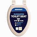 HIGHCRAFT Premium Elongated Toilet Seat with Slow-Close Design & Adjustable Hinges - Molded Wood Toilet Seat - Fits Standard Elongated Toilets - Oval Seat in Bone/Beige