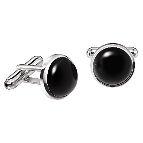 Gemelos de plata de ley 925 con piedras de ónix negras Cover