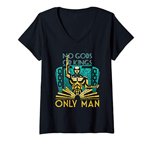 Femme Objectiviste Athée Libertaire Aucun Dieux ou Rois Seulement T-Shirt avec Col en V