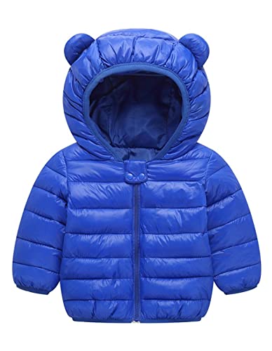 Achiyi Infant Toddler Boys Girls Down Cotton Winter Ears Hoodie Coats Windproof Lightweight Warm Jacket Blue 100