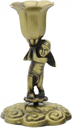 Candelabros portavelas cónico vintage latón ángel decorativo portavelas para bodas, cenas, fiestas, decoración del hogar