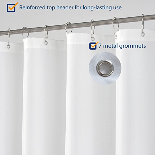 Image of N&Y HOME Fabric Shower Curtain Liner 40 x 72 inches Bath Stall Size, Hotel Quality, Washable, Water Repellent, White Spa Bathroom Curtains with Grommets, 40x72