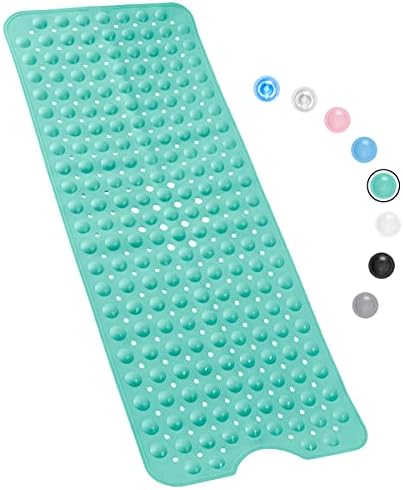 Bathtub Mat Non Slip  100 x 40 CM Non Slip Bath Mat  Easy Clean Non Slip Shower Mats  Sturdy Suction Cup Attaching  Comfortable for Feet  Draining Holes  Modern Design (Pink)