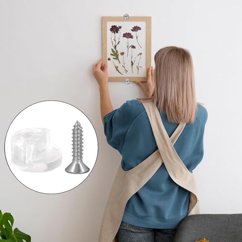 Gudalea 100 Stück Runder Glashalter Clip, Kunststoff-Glasscheiben-Halteklammern, Verstellbar Glasklemme mit 100 Schrauben für 4-9mm Dickes Glas, 13mm Durchmesser