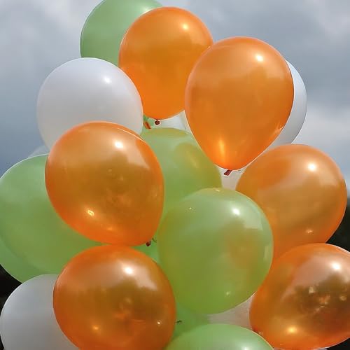Image of AMFIN (Pack of 50) Metallic Balloons, Republic & Independence Day Decoration - Orange, White & Green