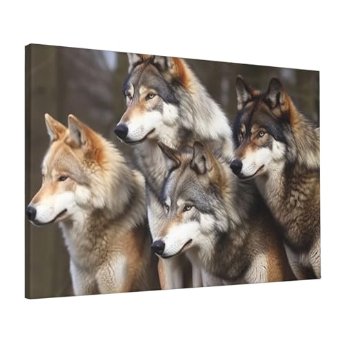 Impression HD sur toile de loups multicolores pour salon moderne de standing