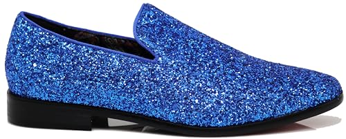 Image of SPK04 Men's Vintage Glitter Dress Loafers Slip On Shoes Classic Tuxedo Dress Shoes