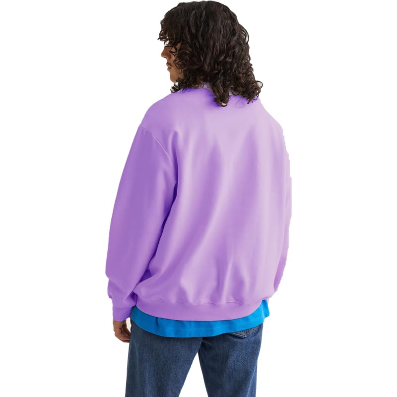 Image of DROBE Cotton Blend Round Neck Solid Sweatshirt for Men