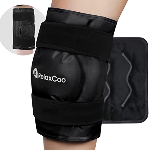 RelaxCoo Bolsa De Gelo Xxl Para Joelho Envolve Todo O Joelho Após A Cirurgia, Bolsa De Gelo Em Gel Reutilizável Para Lesões No Joelho, Bolsa De Gelo Grande Para Alívio Da Dor, Inchaço, Cirurgia No Joe