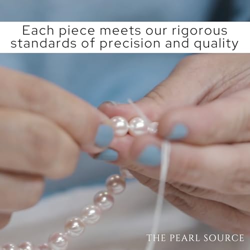 The Pearl Source White Akoya Cultured Pearl Set for Women Includes 18” Necklace and Stud Earrings with 14K Gold in AAA Quality4