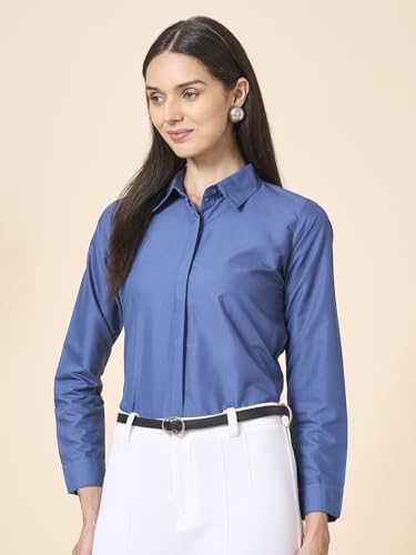 Image of Style Quotient Women Black Cotton Blend Formal Long Sleeve Shirt