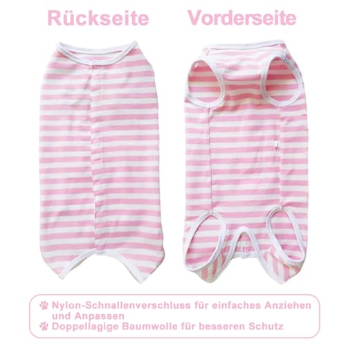 Kukaster Pet Hundebody Nach Op Hündin Rüde Kastration Wundschutzanzüge für Hund, Nylonschnalle für Haarausfall, Allergien, Rasur, Rosa Streifen XS