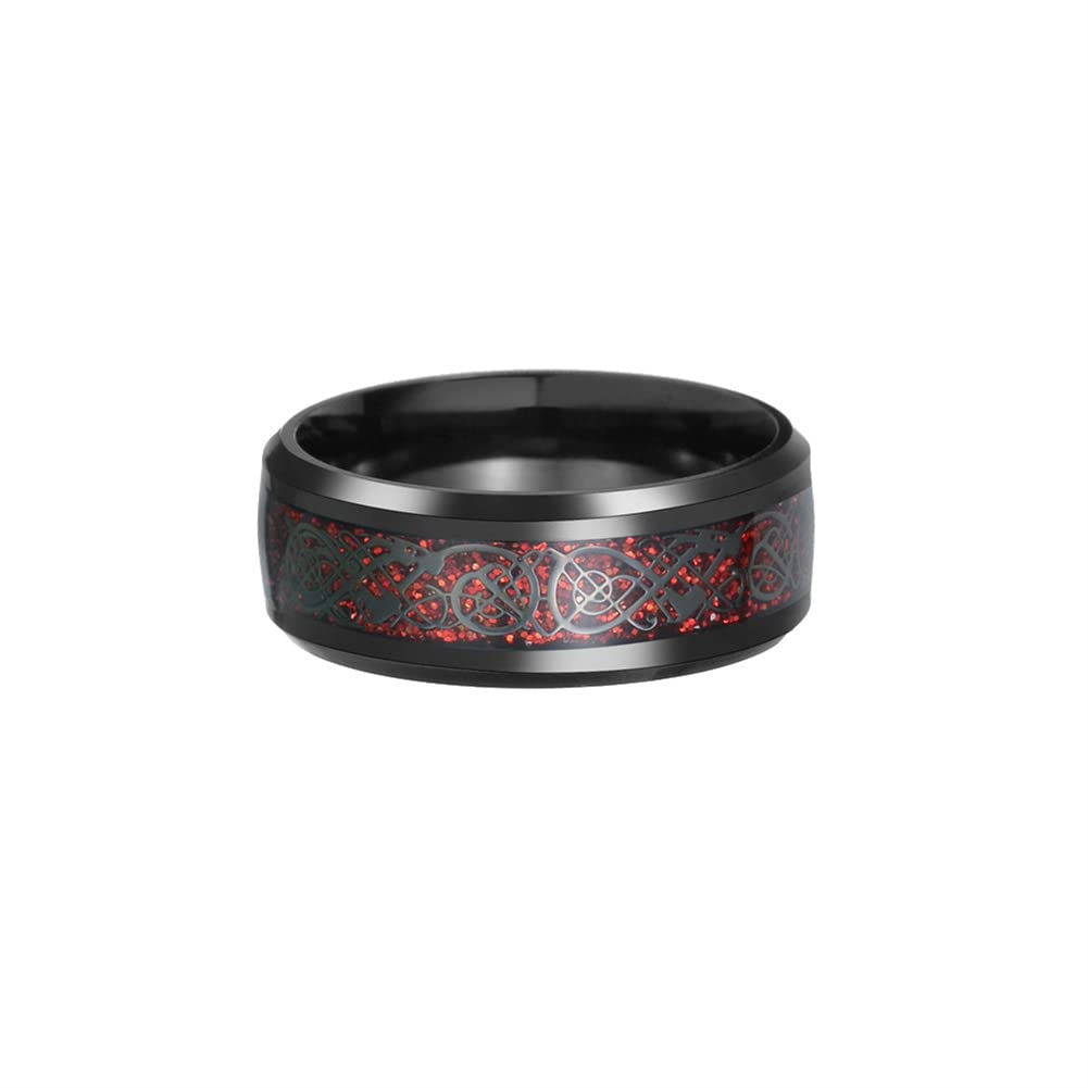 HIJONES Unisex Carbide Fiber Celtic Dragon Spinner Ring Wedding Spins Band