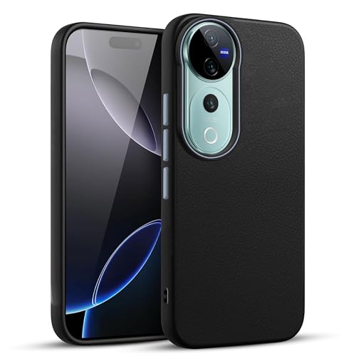 Image of V-TAN Leather Textured | TPU Back Cover Case Compatible with Vivo V40 Pro 5G (Black)
