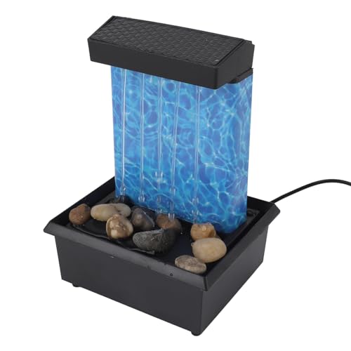 Fuente de Agua de Mesa, Fuente de Agua Interior con Rocas de Río y Luces LED, Fuente de Mesa en Cascada Iluminada, Cable USB de 5 V o Funciona con Pilas para Decoración del Hogar