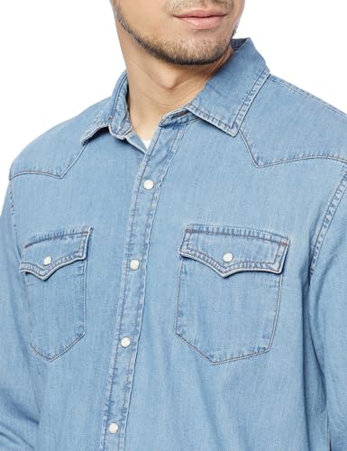 Amazon Essentials Men's Denim Shirt Long Sleeve - Regular-Fit Denim Shirt4