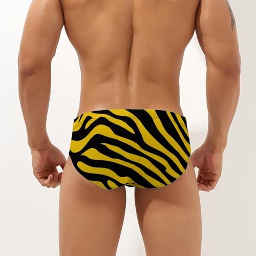 Yellow Black Zebra Print Men's Swim Briefs Low Waist Bikini Swimsuit Underwear Beach Swimwear2